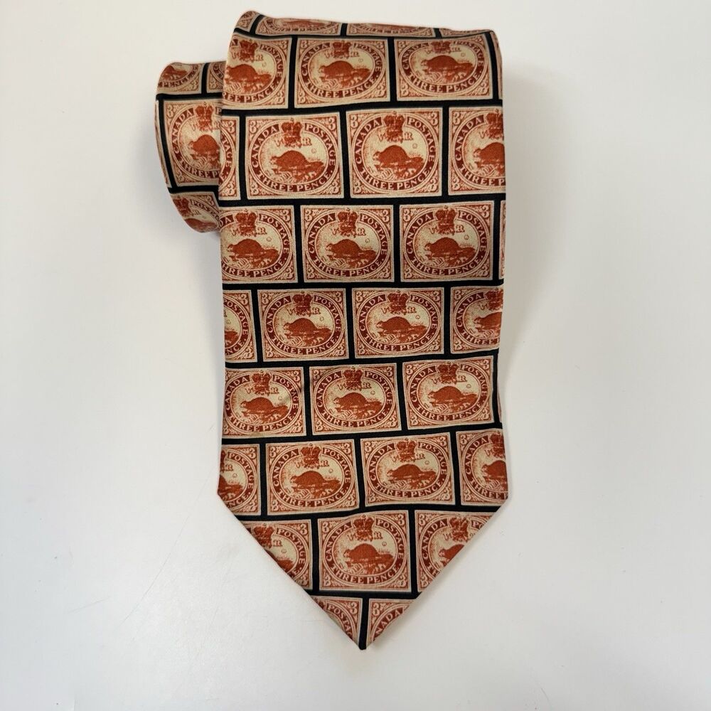 Museum Artifacts Province Of Canada 1851 First Postage Stamp 100% Silk Neck Tie